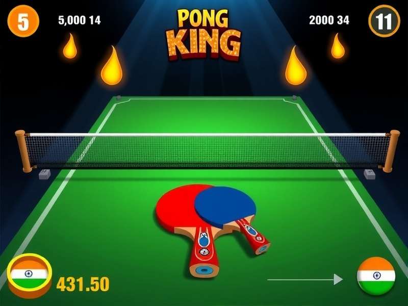Pong King gameplay screenshot showing traditional Indian paddle design